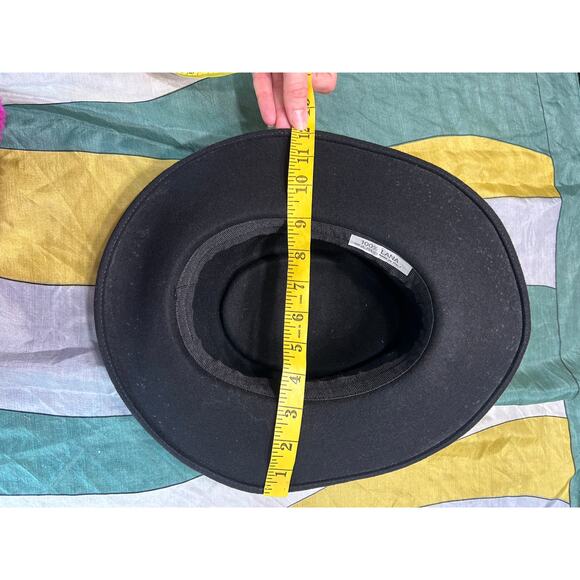 Vintage- Wool- Made in Italy- Black Fedora Hat- Velvet bow trim- some wear - Picture 3 of 8